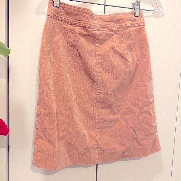 🌷 Tristan 🌷 Peach Coral Pink Corduroy Button Up Skirt - Picture 6 of 6
